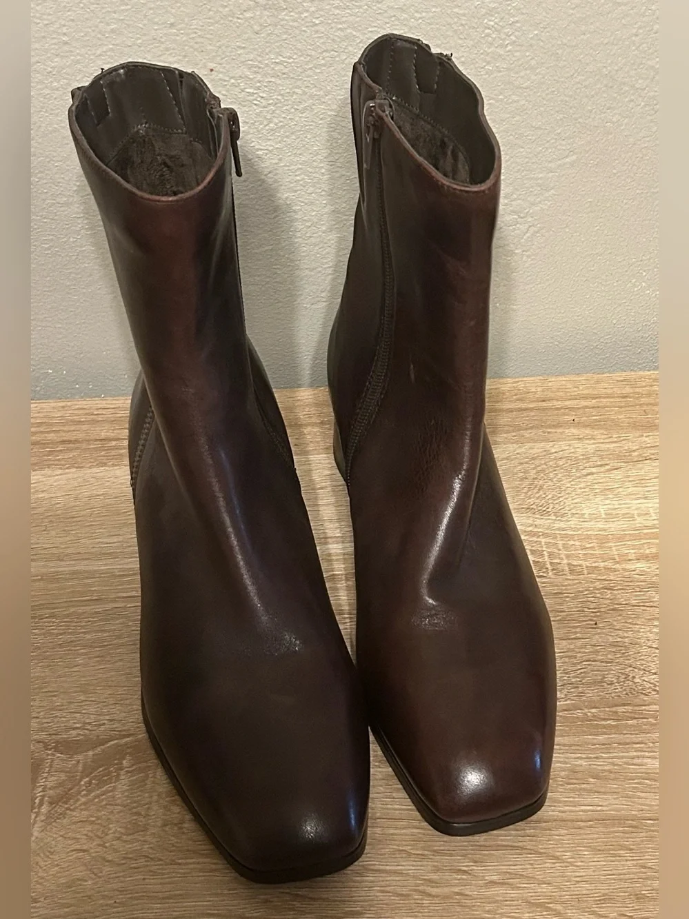 Spring Step Women's Dark Brown Leather Ankle Booties with Side Zip